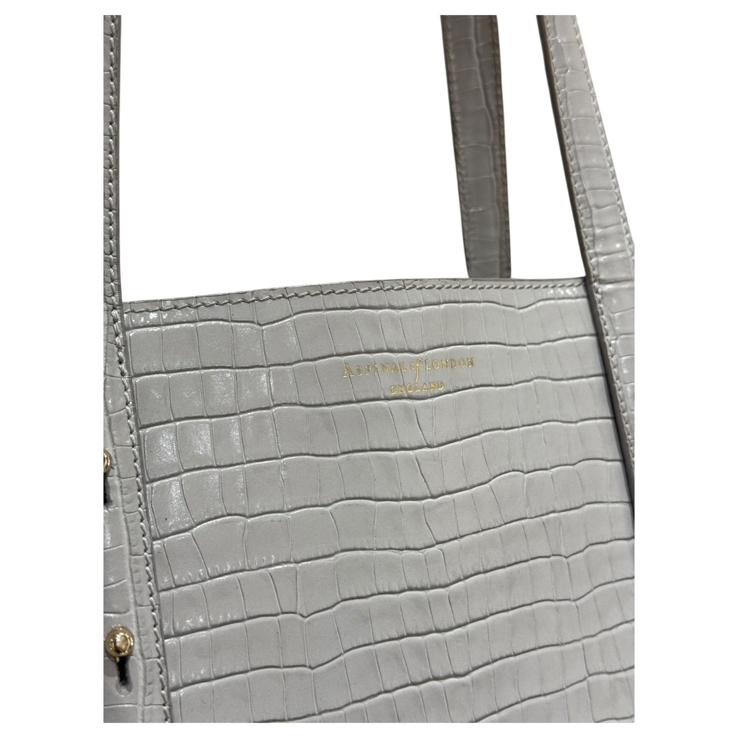 Aspinal of London Regent Tote Dove Grey Croc Leather Tote Bag