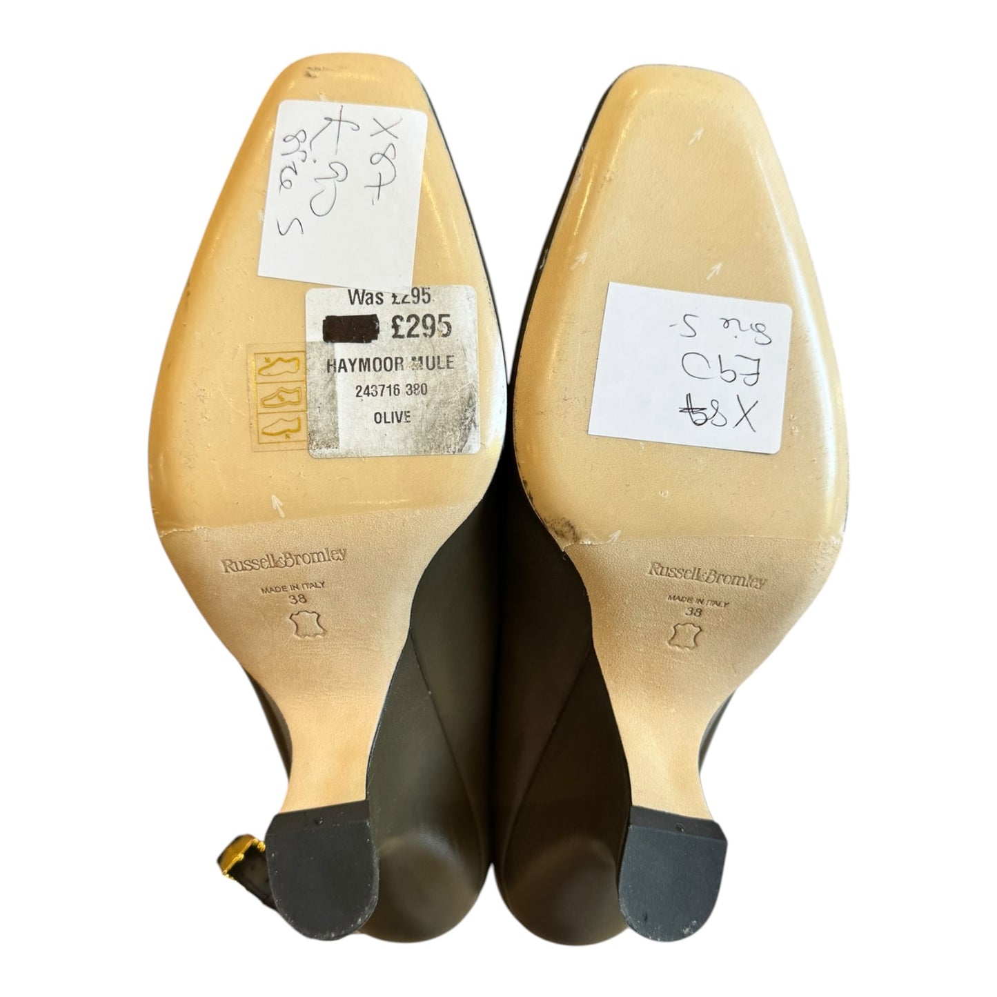 Russell & Bromley Olive Haymoor Mule Wedge Mule - 38/5 - NEW
