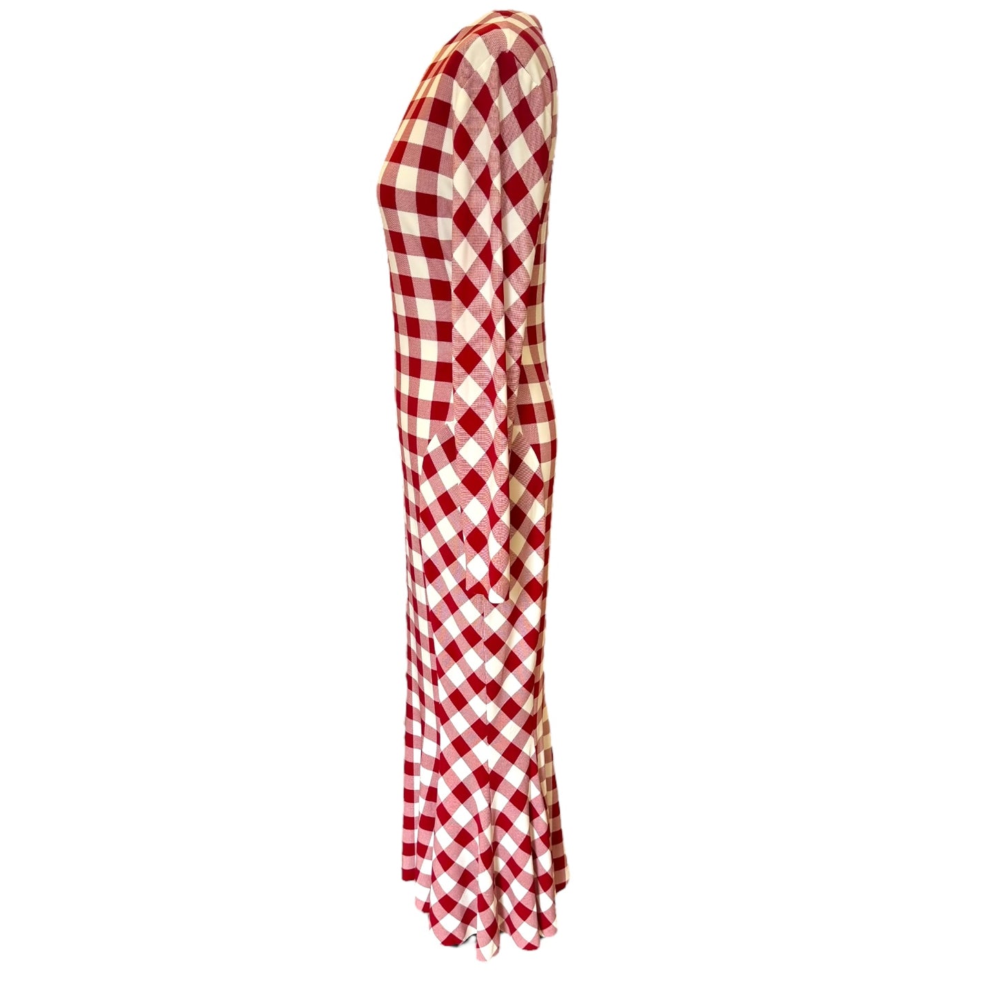 Norma Kamali Red Check Fishtail Dress - 10