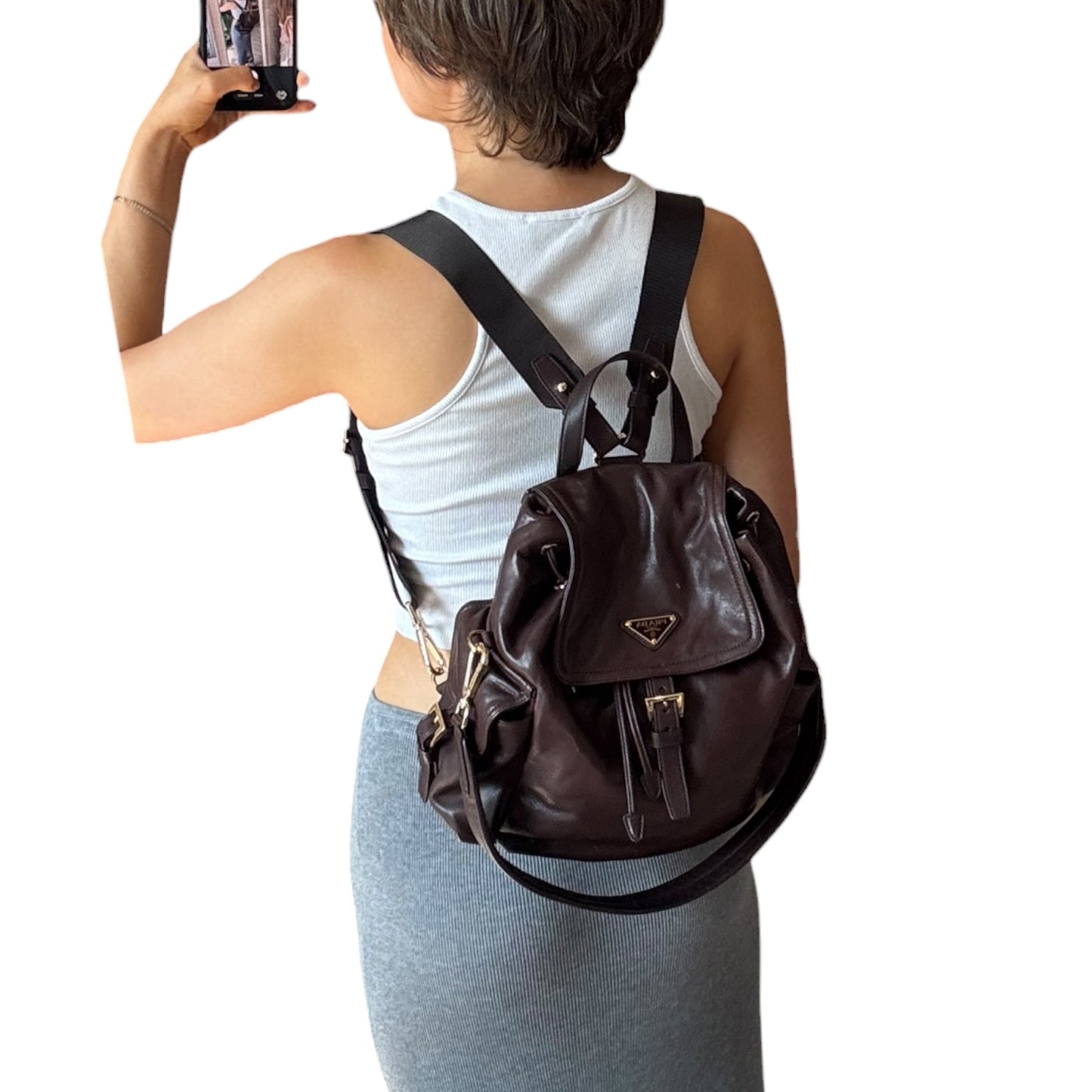 Prada Explore Medium Brown Nappa Leather Backpack