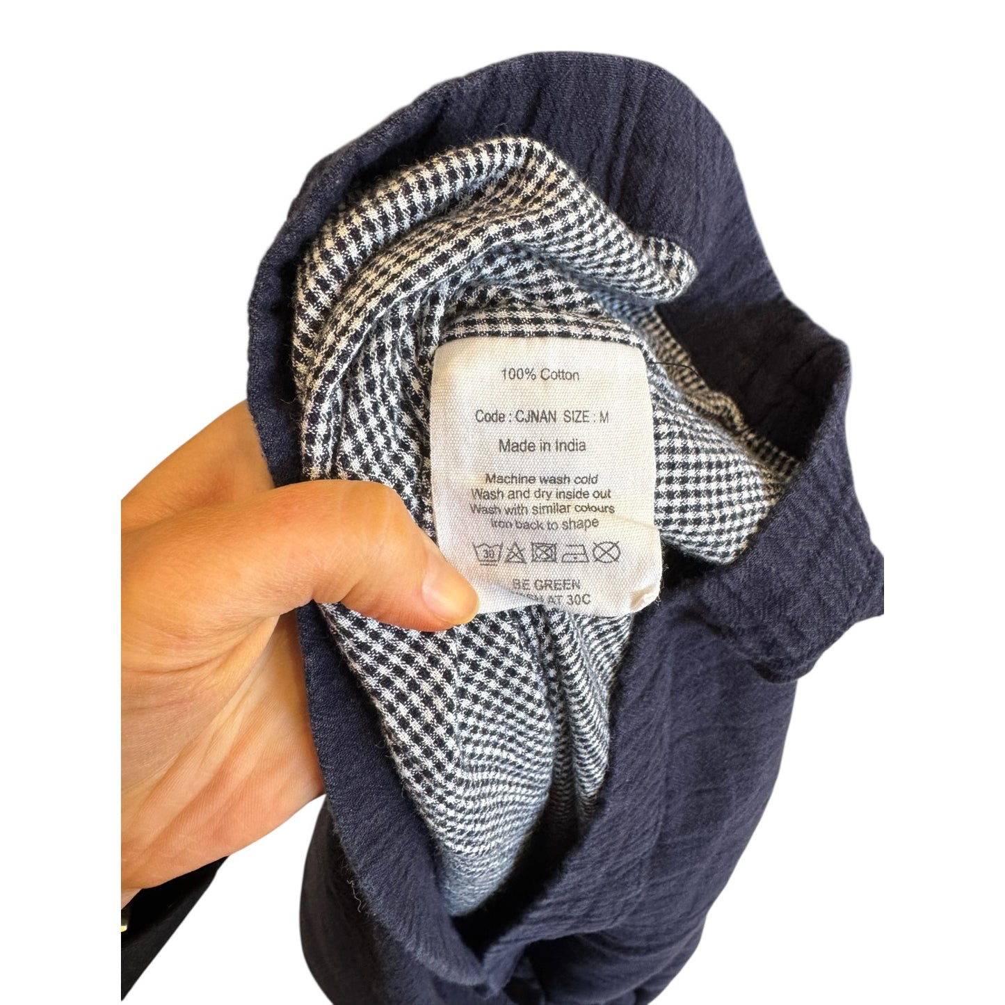 Toast Freya Crinkle Navy Gingham Lined Cotton Dress - 12