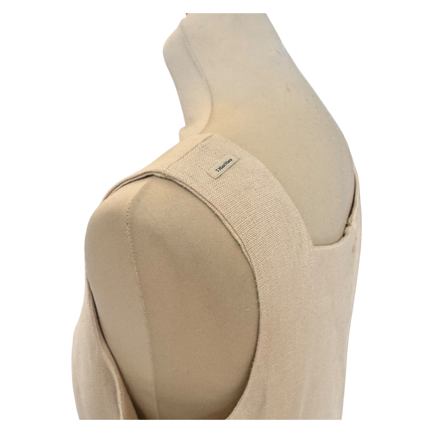 'S Max Mara Light Beige Linen Square Neck Midi Dress - 14