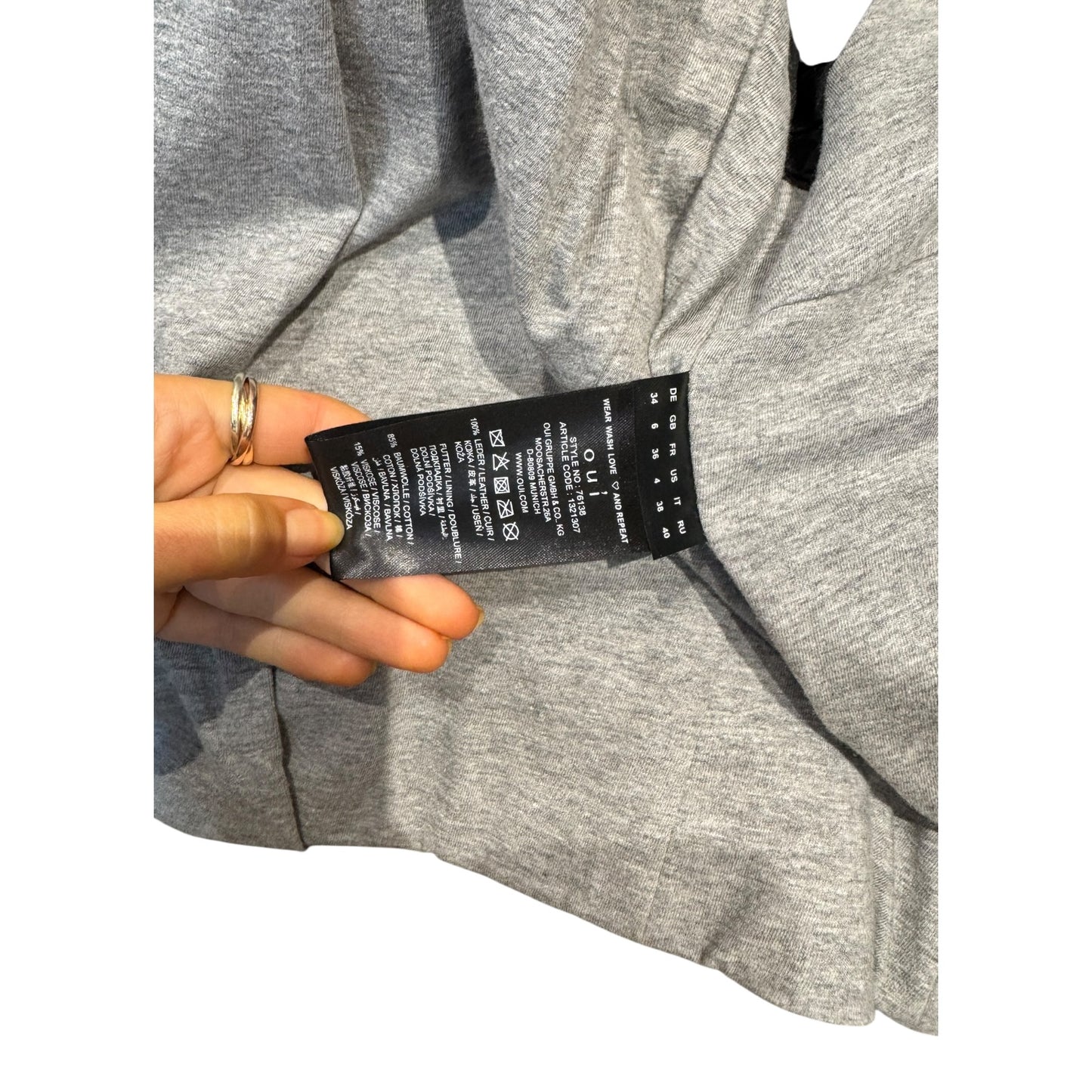 Oui Khaki Leather Biker Jacket - 8