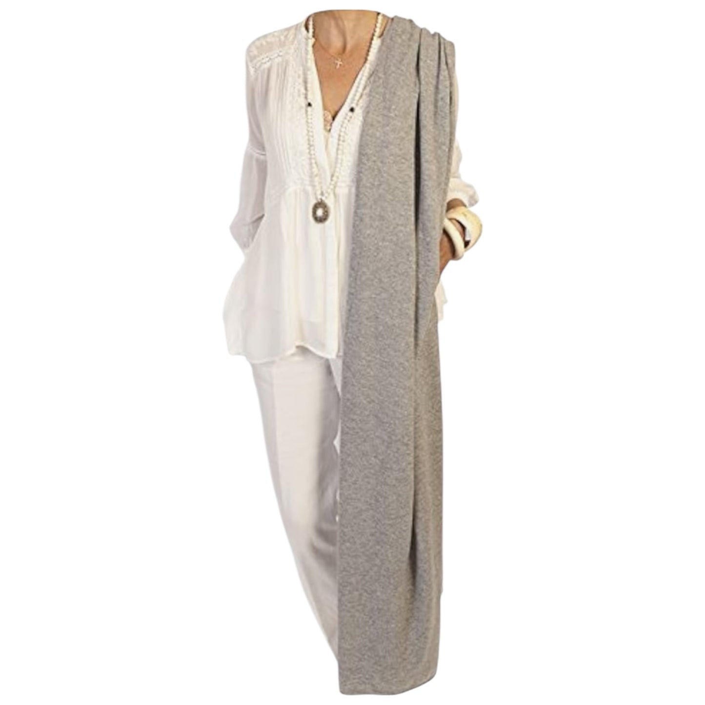 Catherine Robinson Grey Pure Cashmere Oversized Wrap