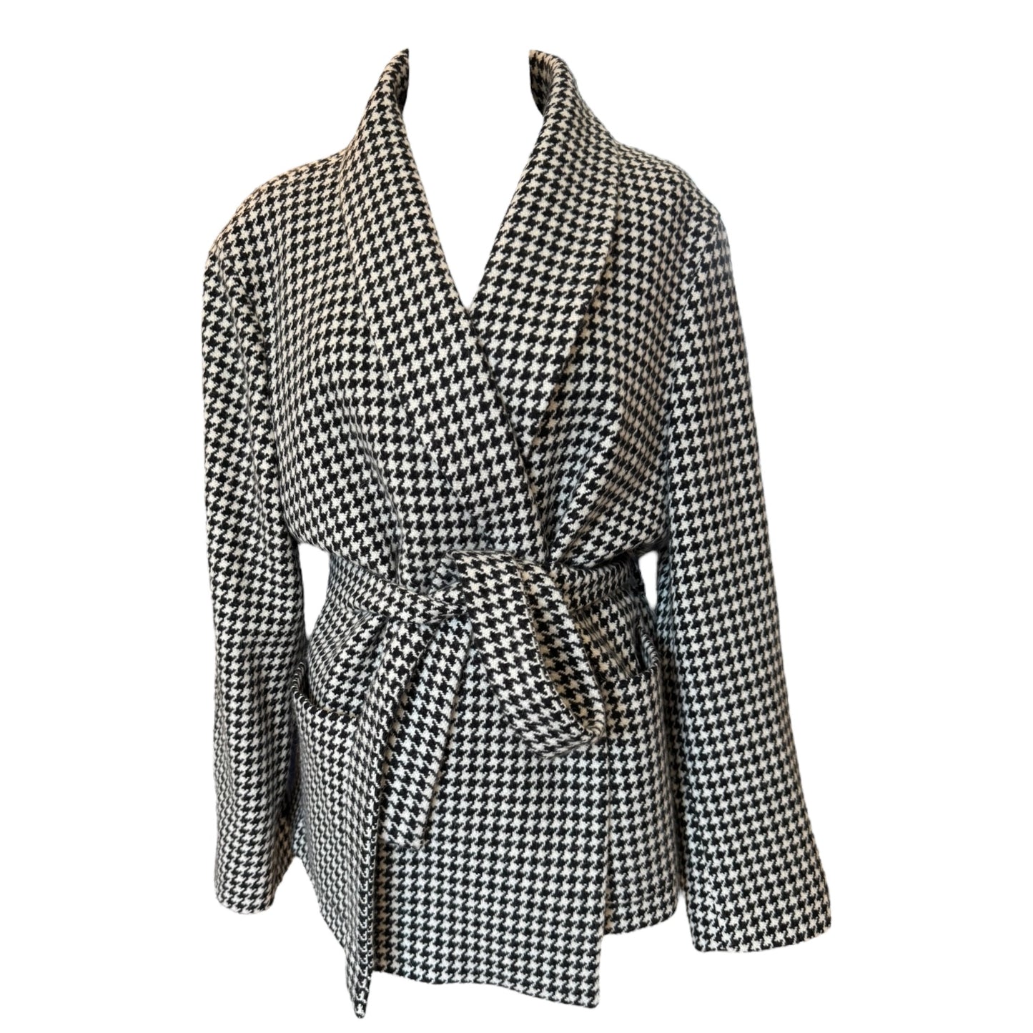 Magee Klara Black and White Houndstooth Wrap Jacket - 14/16 - NEW