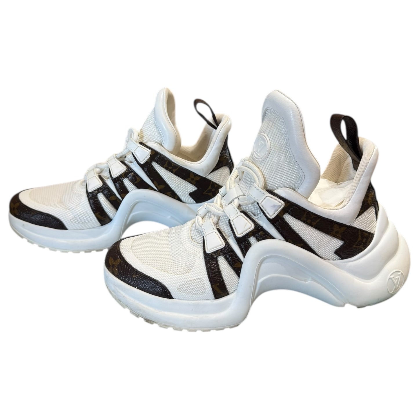 Louis Vuitton White and Brown Monogram Archlight Trainers - 37/4