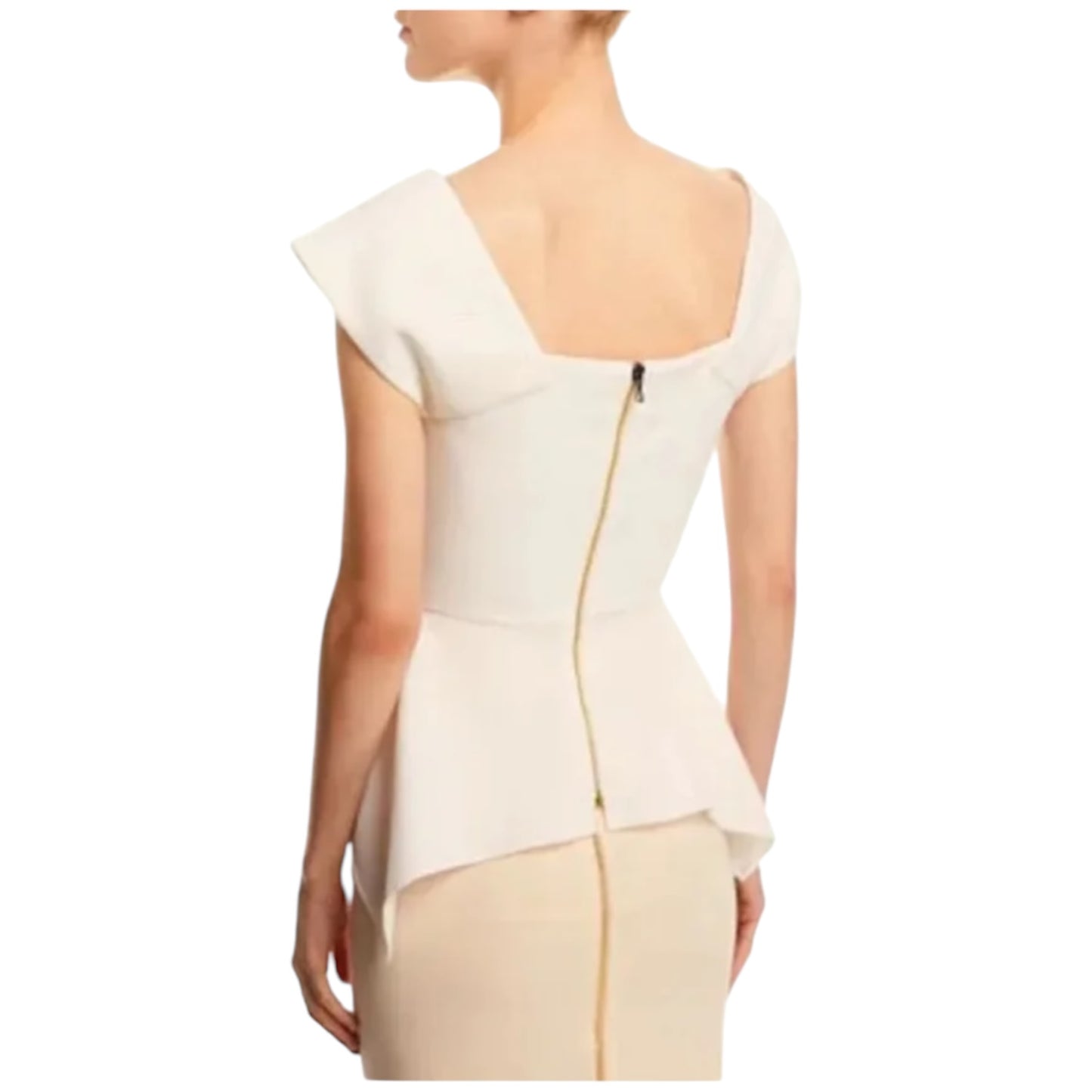 Roland Mouret Cream Peplum Top - 12/14