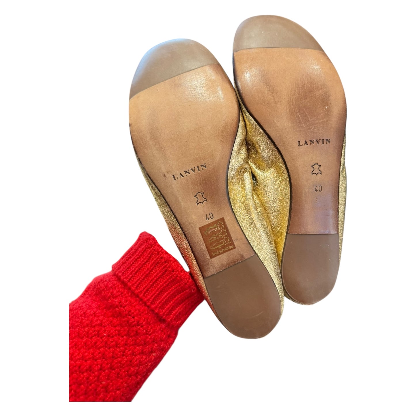 Lanvin Gold Metallic Pumps - 40 / 7 - NEW