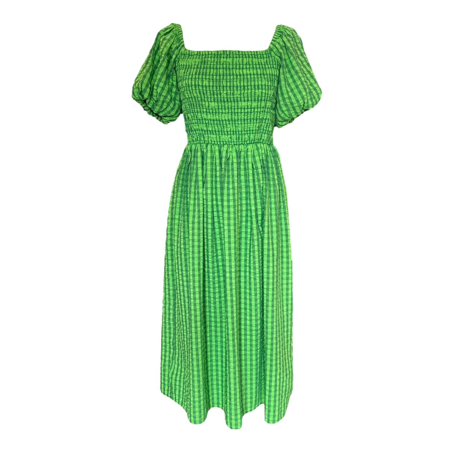 Never Fully Dressed Green Gingham Midi Dress - 8/10