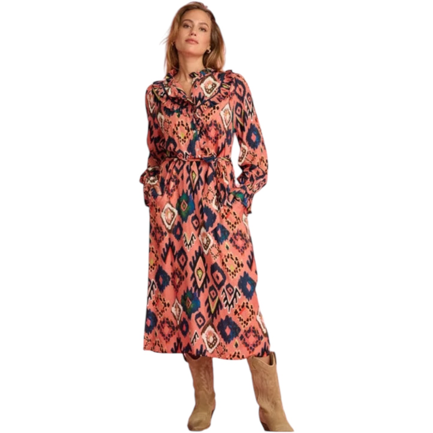 POM Amsterdam Terracotta Pattern Dress - 12
