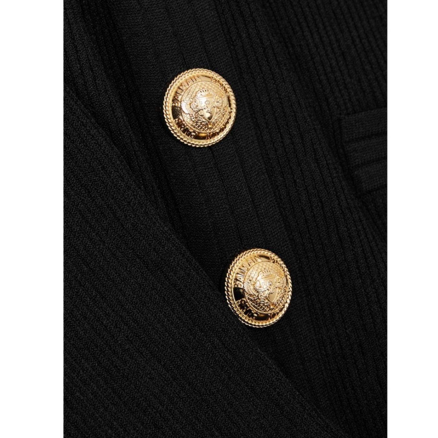 Balmain Black Ribbed Stretch-Knit Mini Dress - 8 - NEW