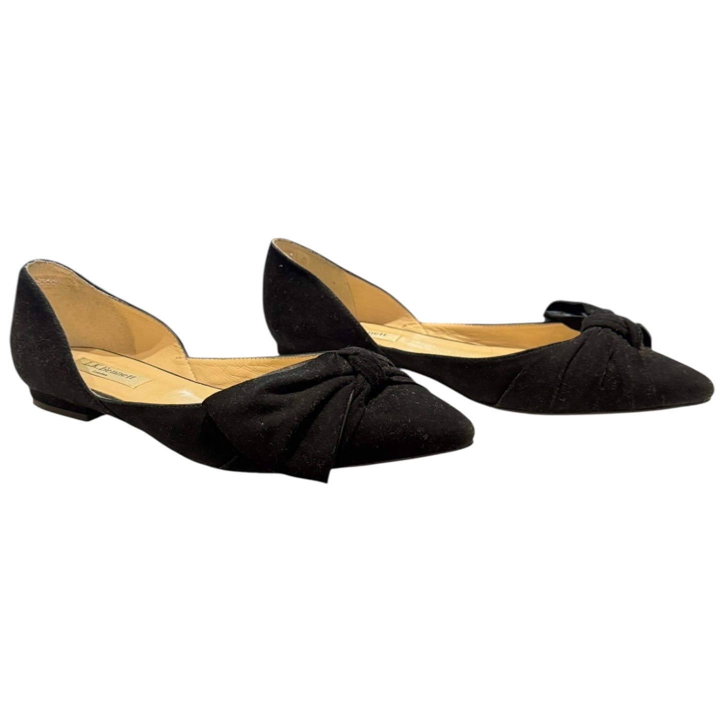 LK Bennett Black Suede and Leather Pointed Toe Pumps - 38 / 5