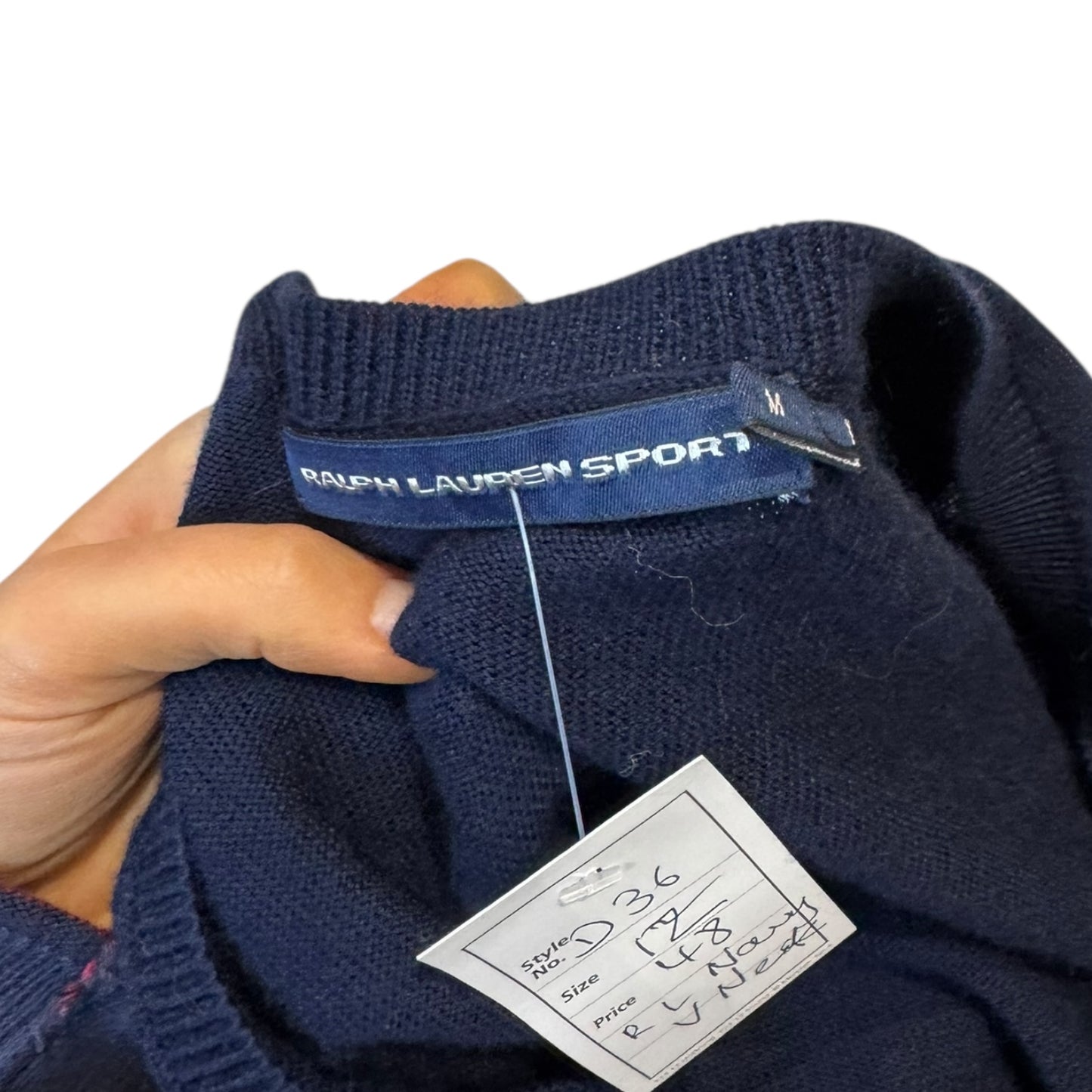 Ralph Lauren Navy V Neck Jumper  - 12