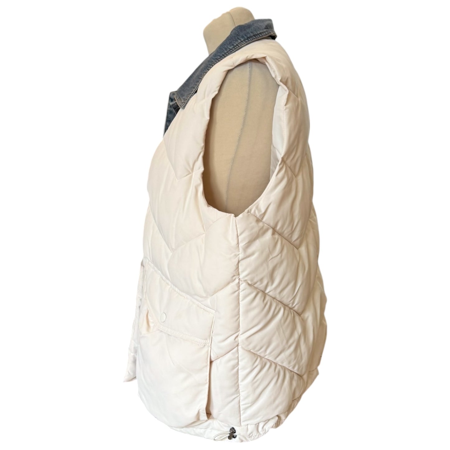 Tribal Jeans Denim Fooler Puffer Vest in Cream - 14/16