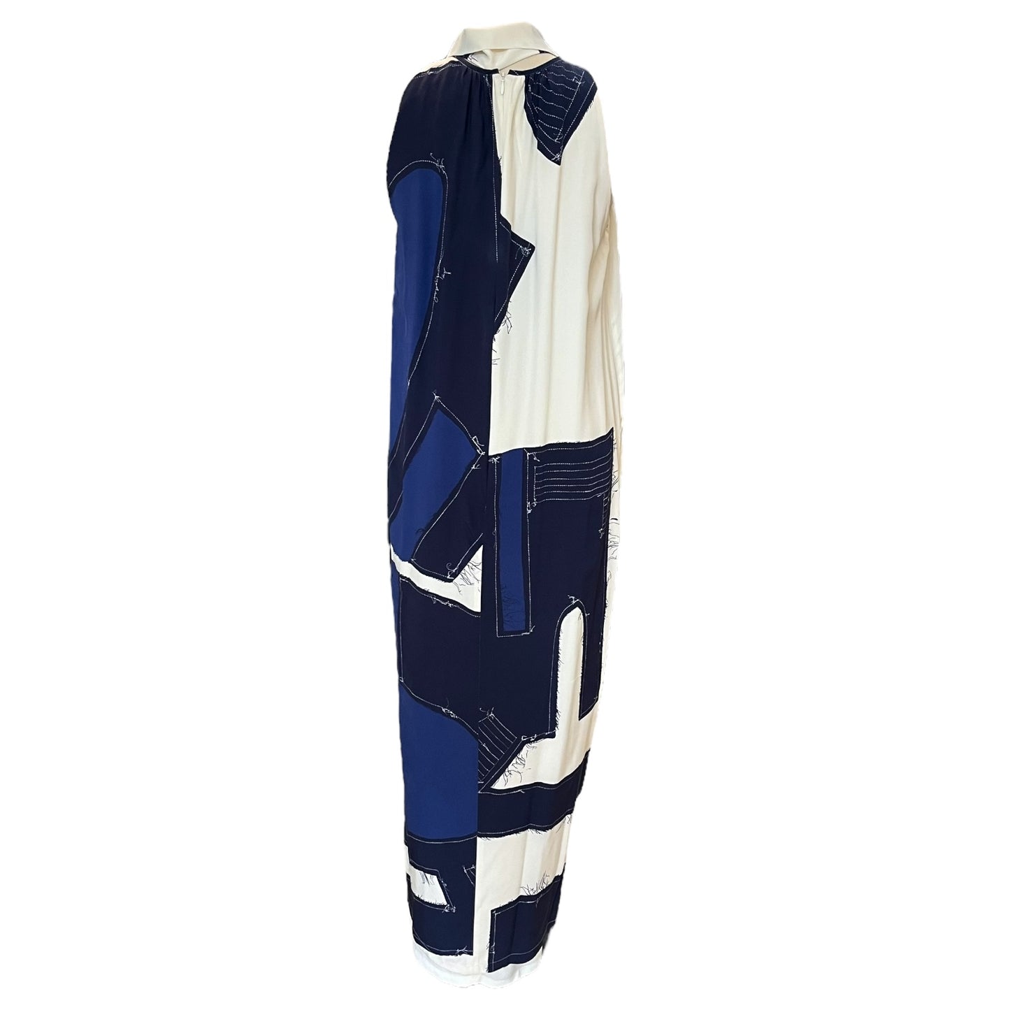 Max Mara Blue and White Silk Dress - 12