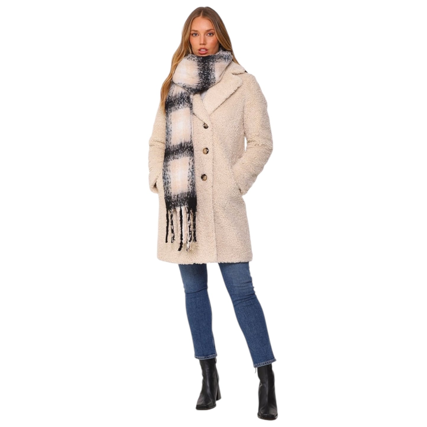 Rino and Pelle Cream Teddy Fleece Setia Coat - 14