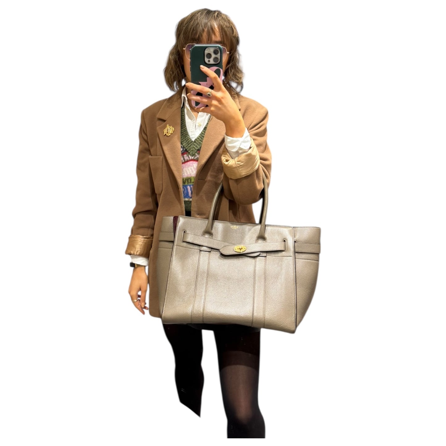 Mulberry Taupe Zipped Bayswater Bag