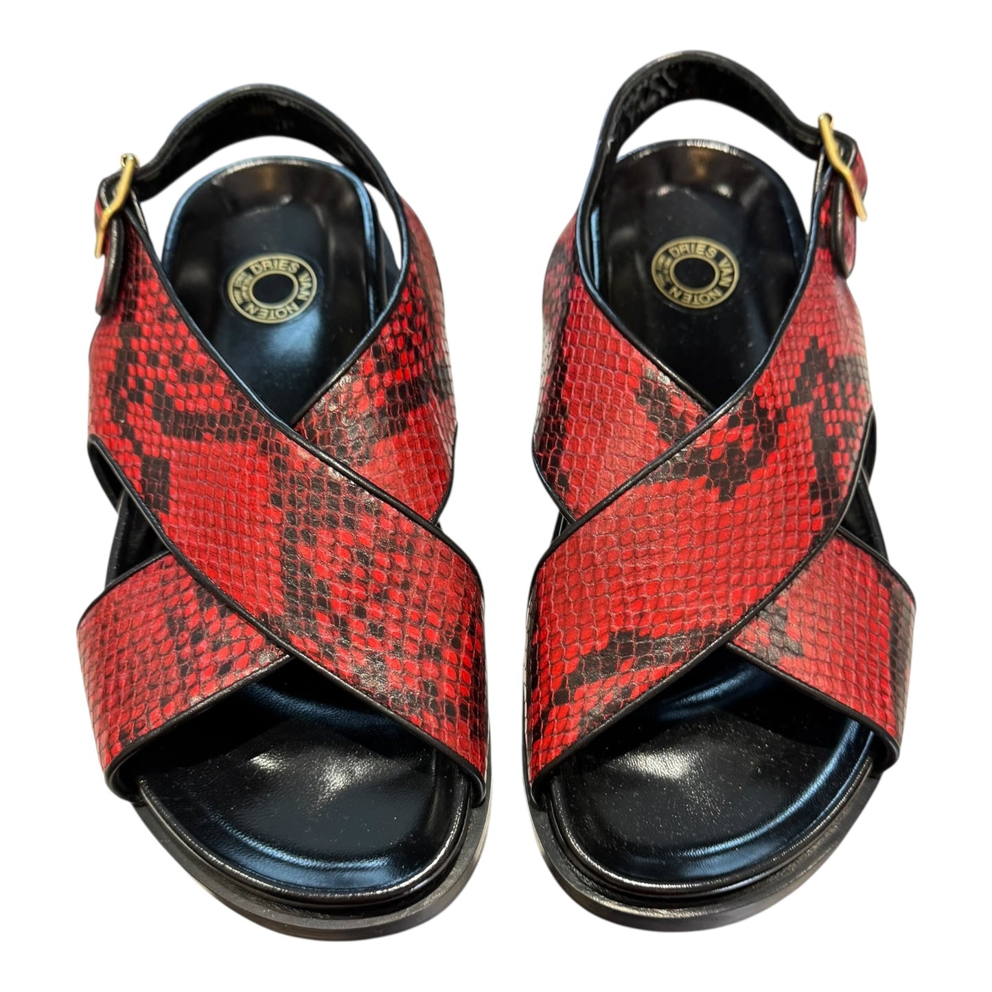 Dries Van Noten Snake Print Sandals Vermillion - 6 - NEW