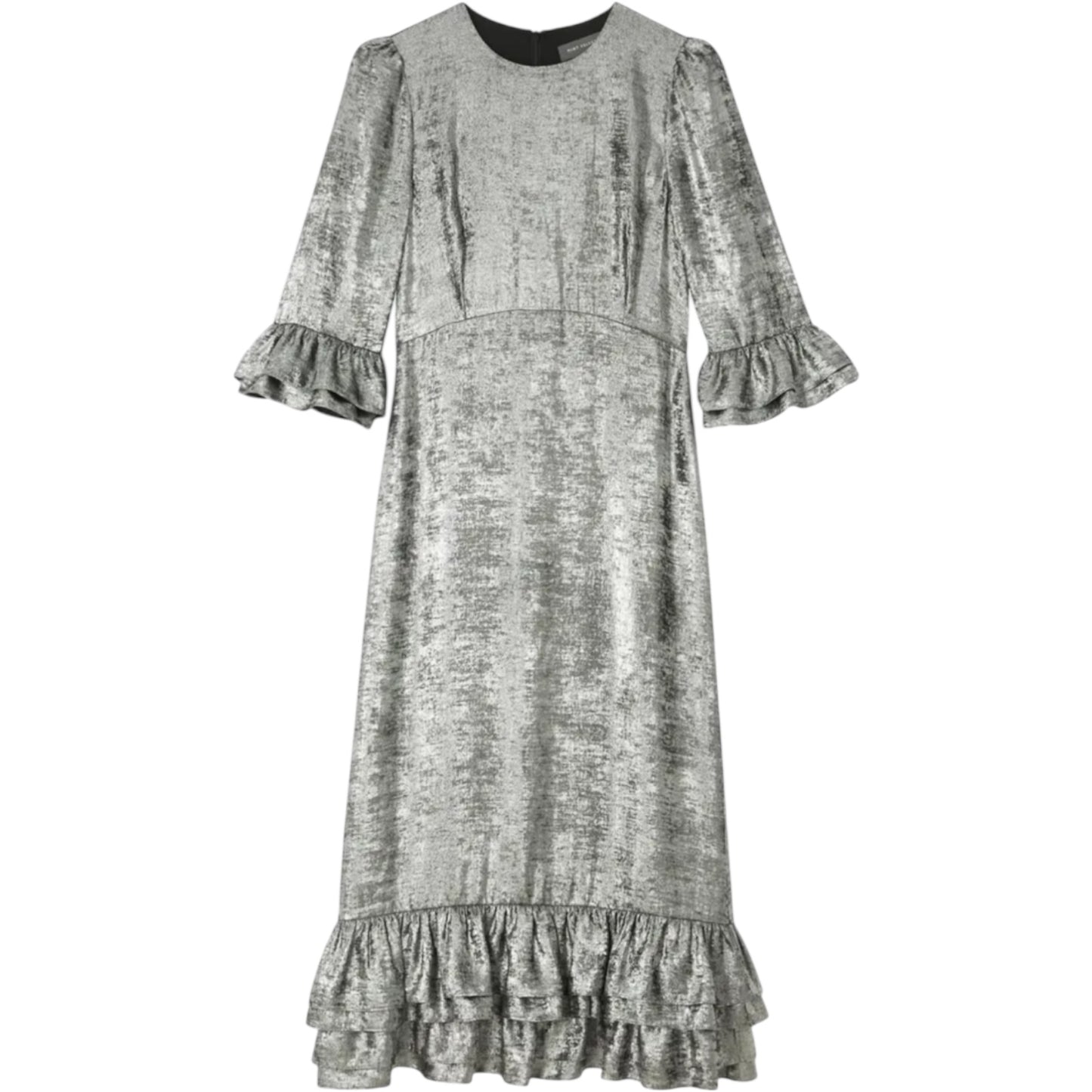 Mint Velvet Metallic Silver Midi Dress - 8 - NEW