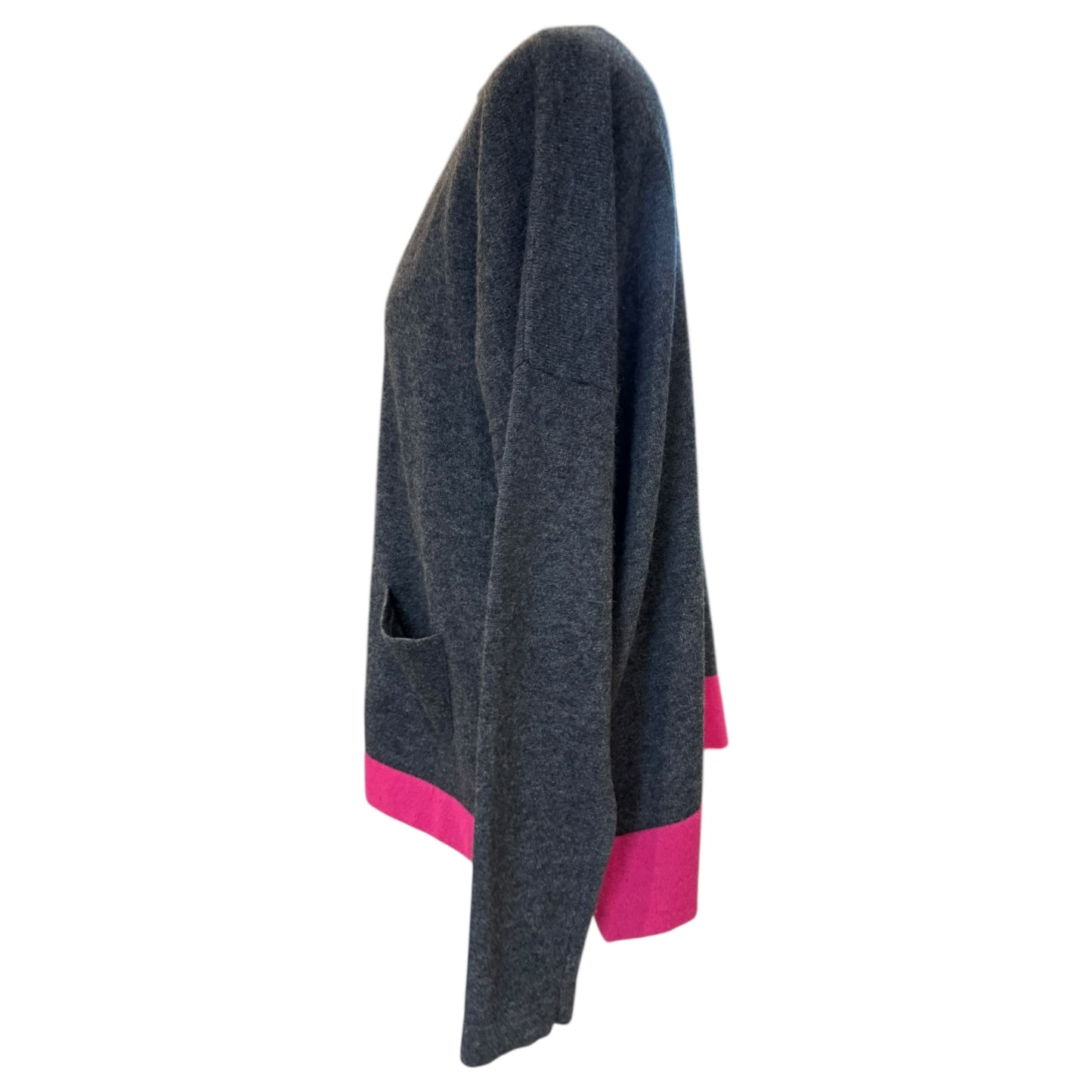 Moray Grey and Cerise Cashmere Cardigan - 12