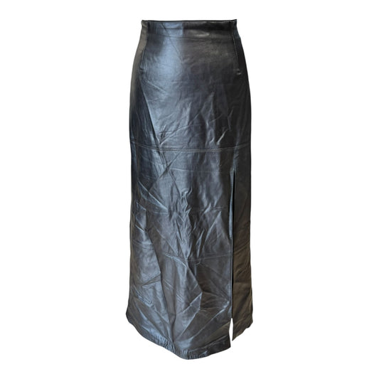 Escada Black Maxi Leather Skirt with Slit - 10
