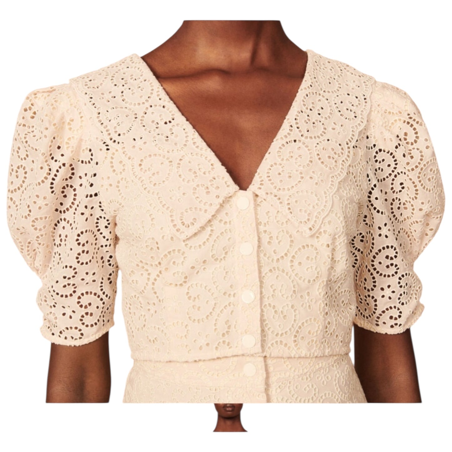 Sandro Cropped Broderie Anglaise Shirt - 10