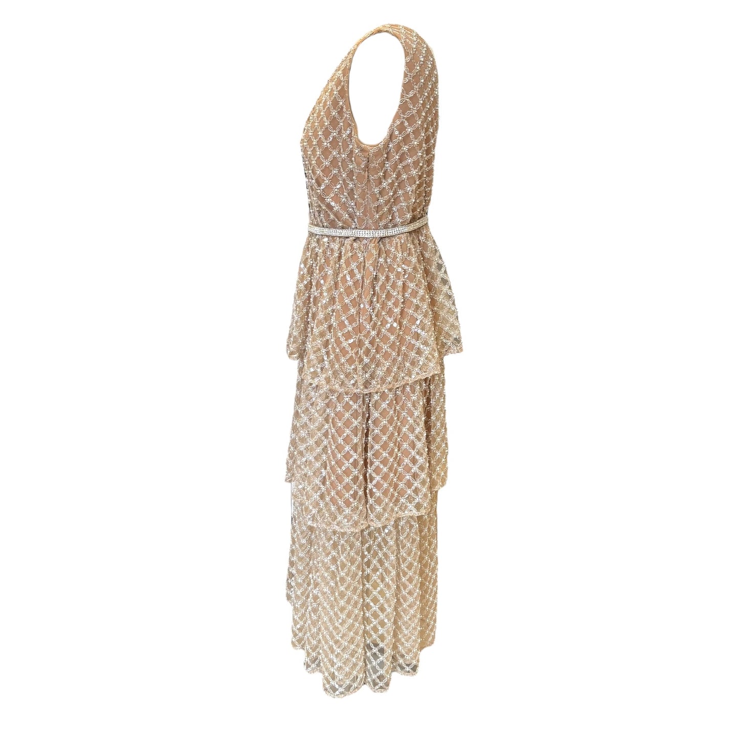 Self-Portrait Grid Tiered Midi Dress - 12