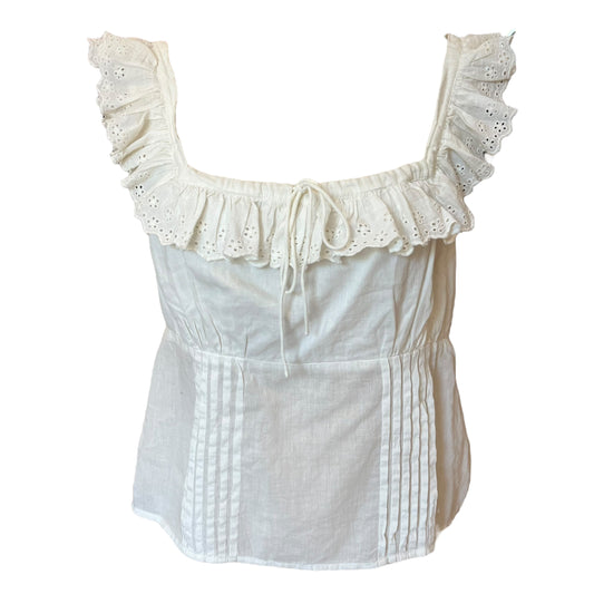 Rixo White Cotton Broderie Anglaise Top - 10