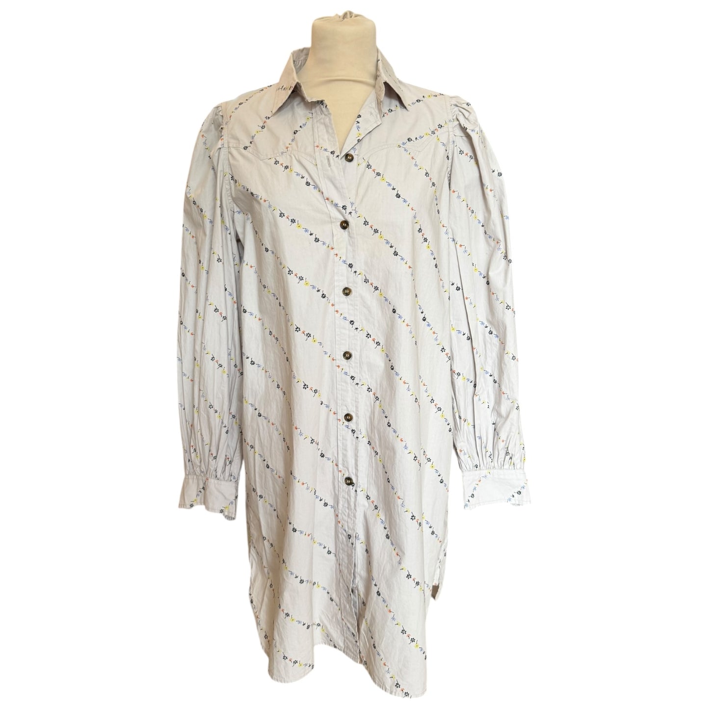 Ganni Vapour Blue Cotton Poplin Shirt Dress - 10 - NEW