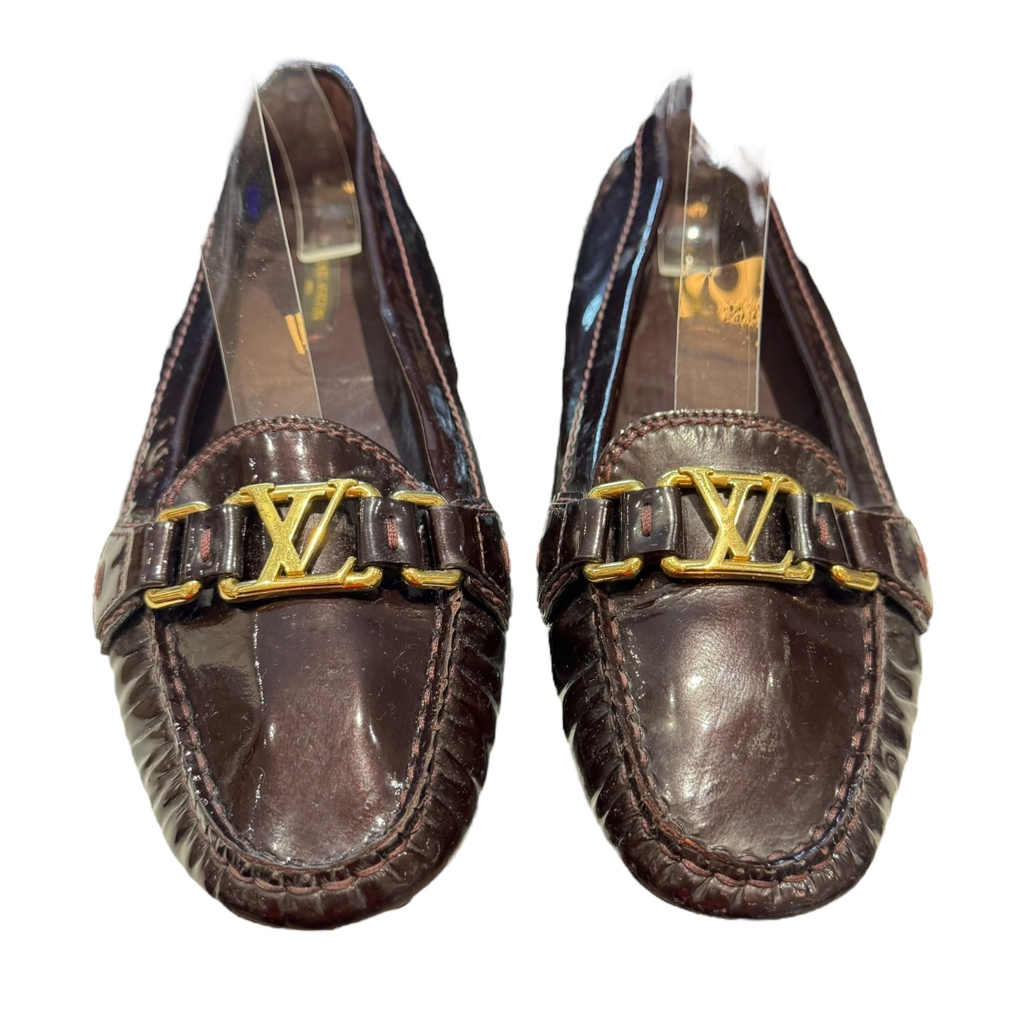 Louis Vuitton Dauphine Burgundy Patent Leather Loafers - 37.5 / 4.5