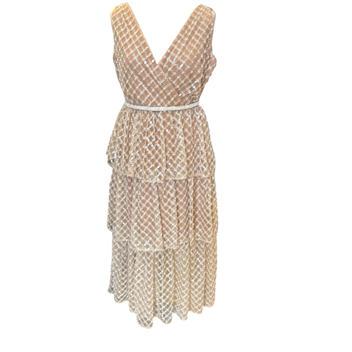 Self-Portrait Grid Tiered Midi Dress - 12