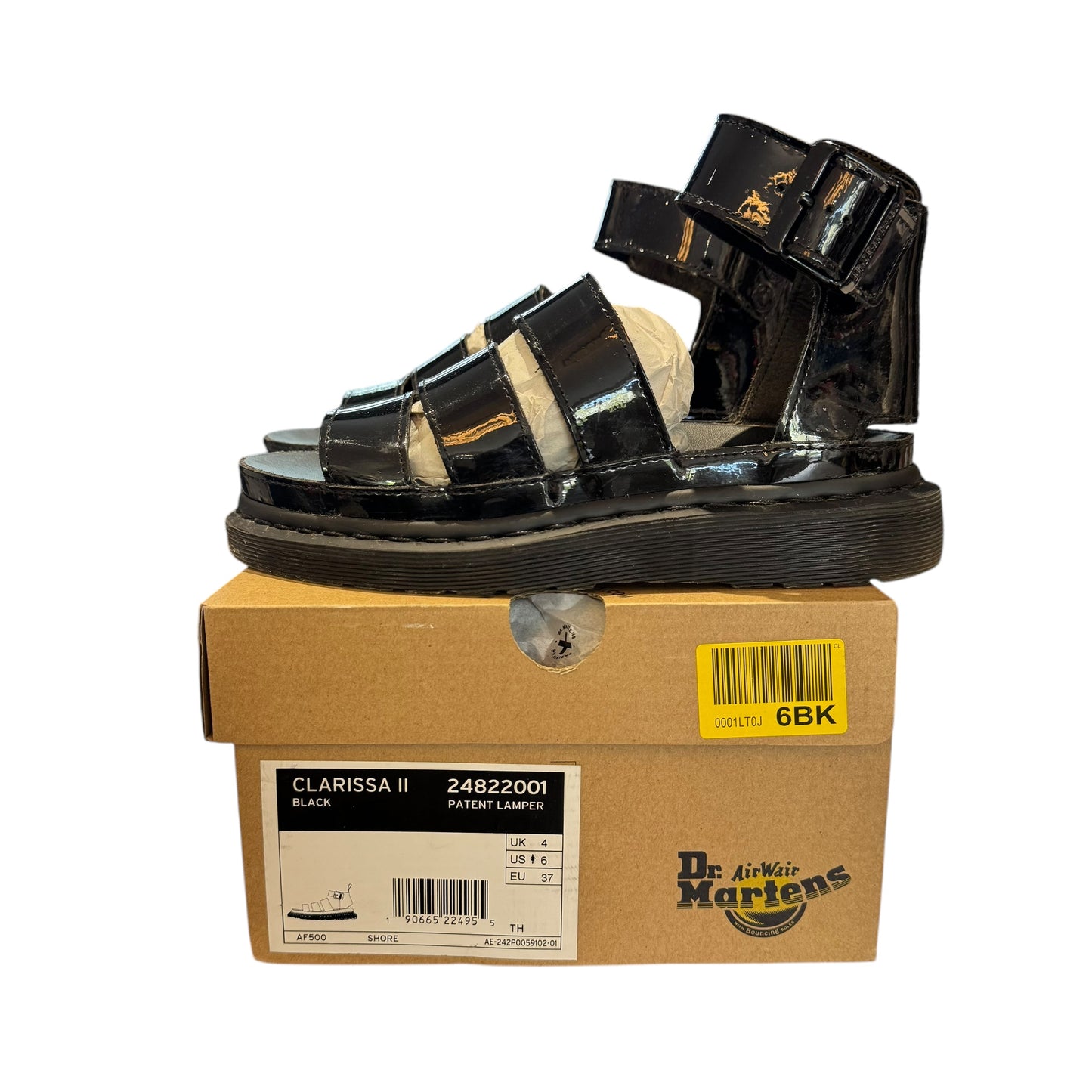 Dr Martens Black Patent Leather 'Clarissa II' Sandals - 4/37