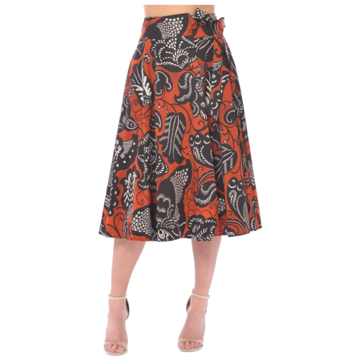Icona 100% Cotton Brown and Black Print Skirt - 12 - NEW
