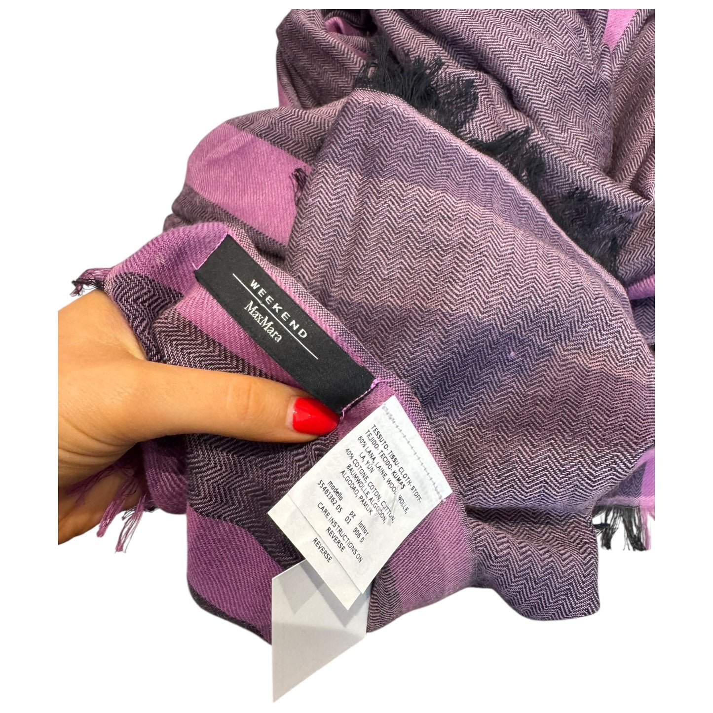 Weekend Max Mara Purple Cotton and Wool Scarf