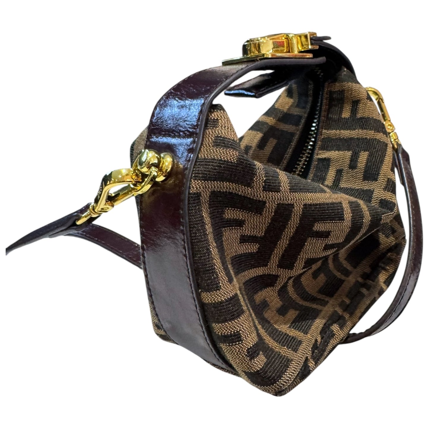 Fendi Zucca Monogram Mini Bag with Burgundy