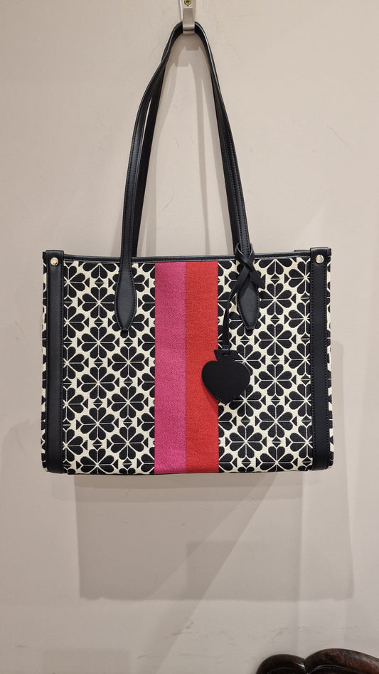 Kate Spade Black and white fabric and leather tote