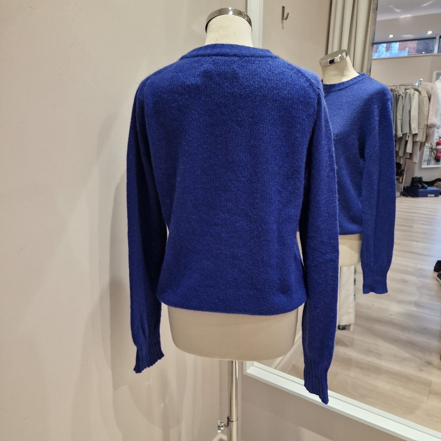BRORA Royal Blue 100% Cashmere Round Neck Sweater, Size UK 8-10