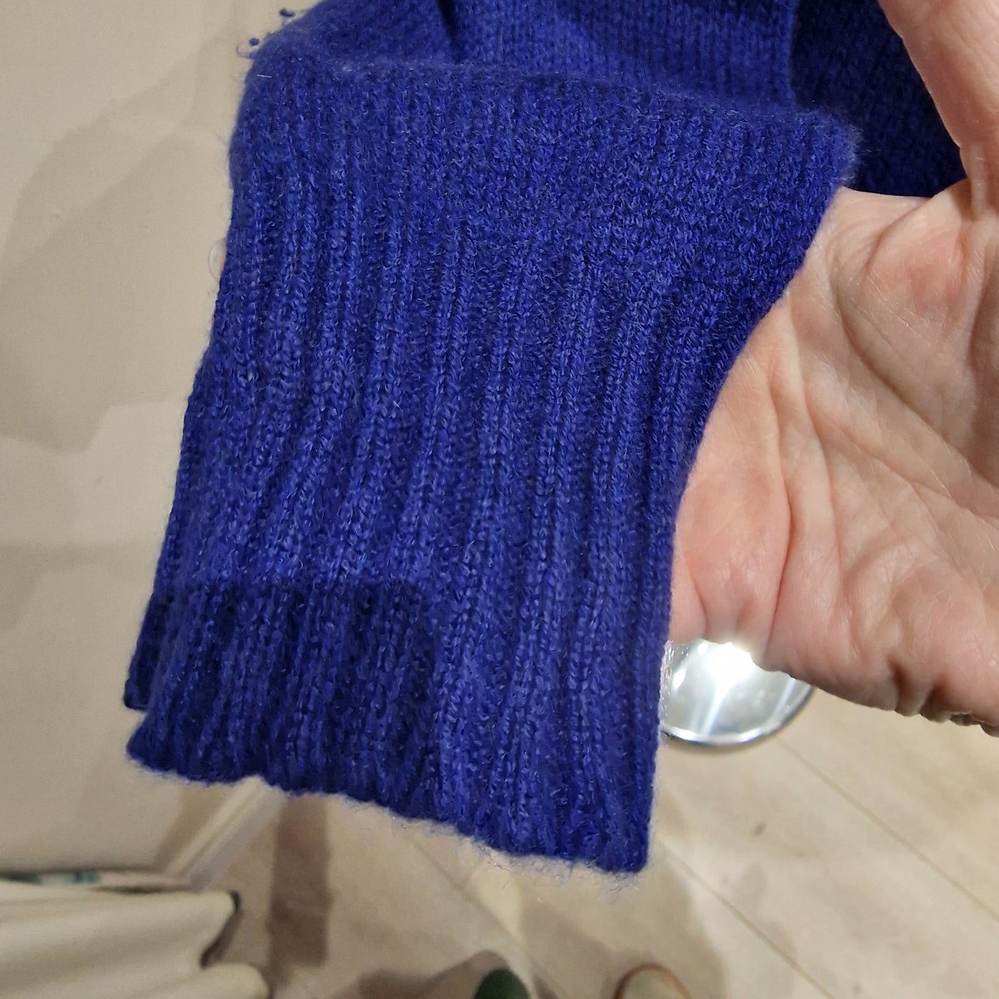 BRORA Royal Blue 100% Cashmere Round Neck Sweater, Size UK 8-10