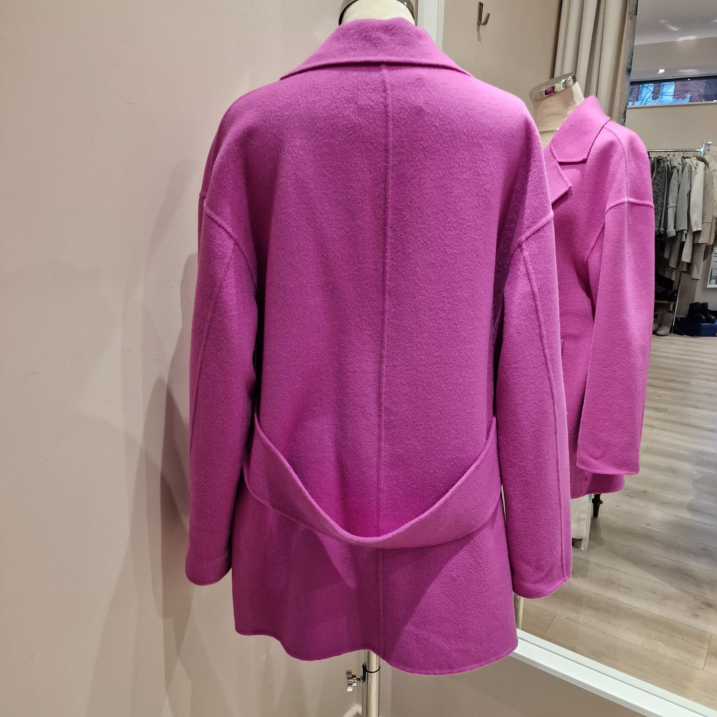 Riani Pink Wool Longline Tailor-Made Wool Jacket, Size UK 12