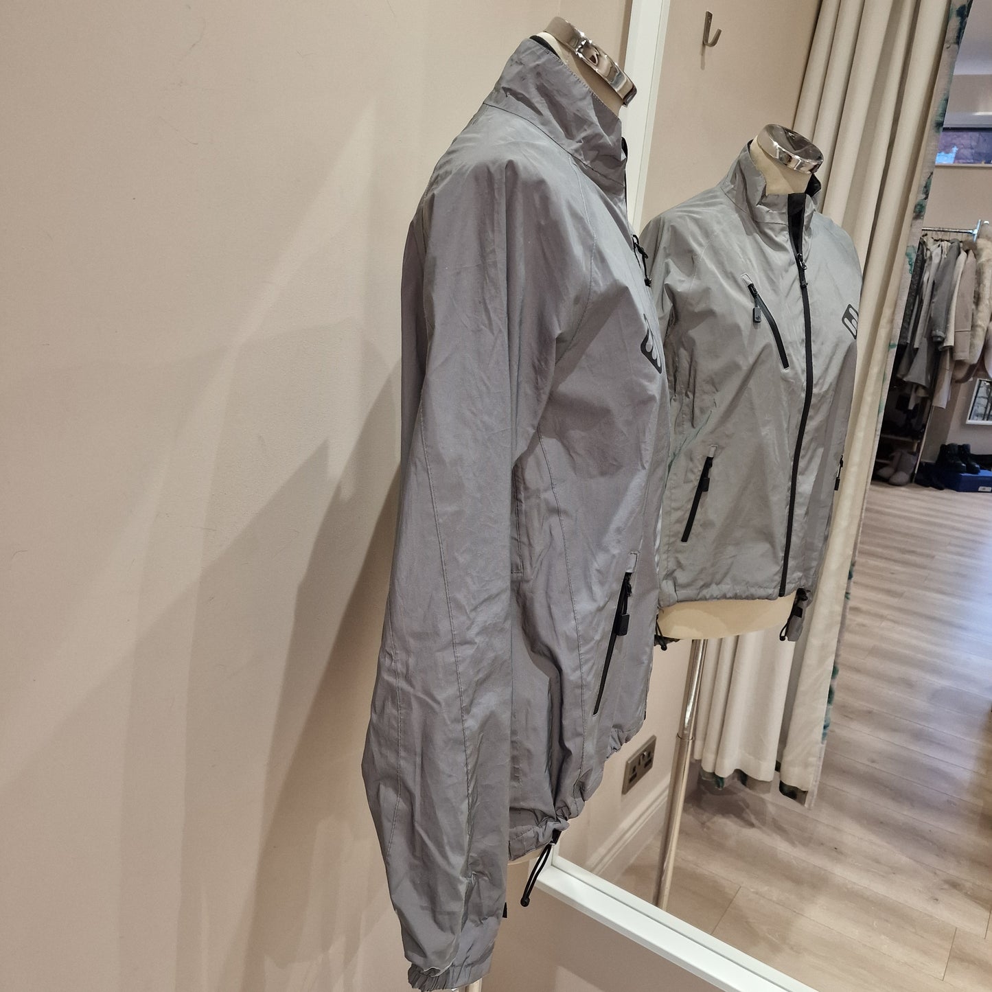 ETC Grey Refective Rain Jacket, Size 10/12