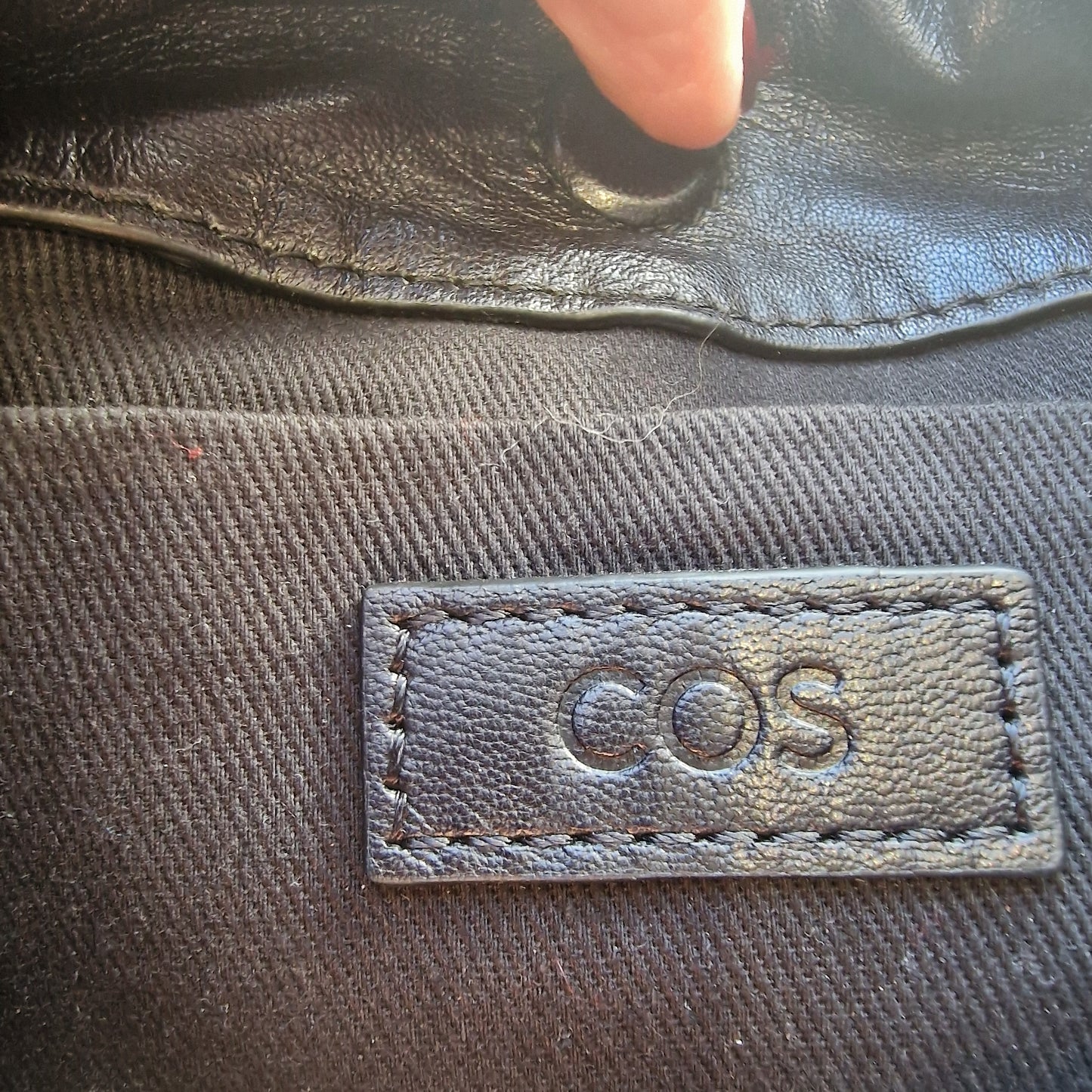 COS Black Leather Drawstring Crossbody Bag