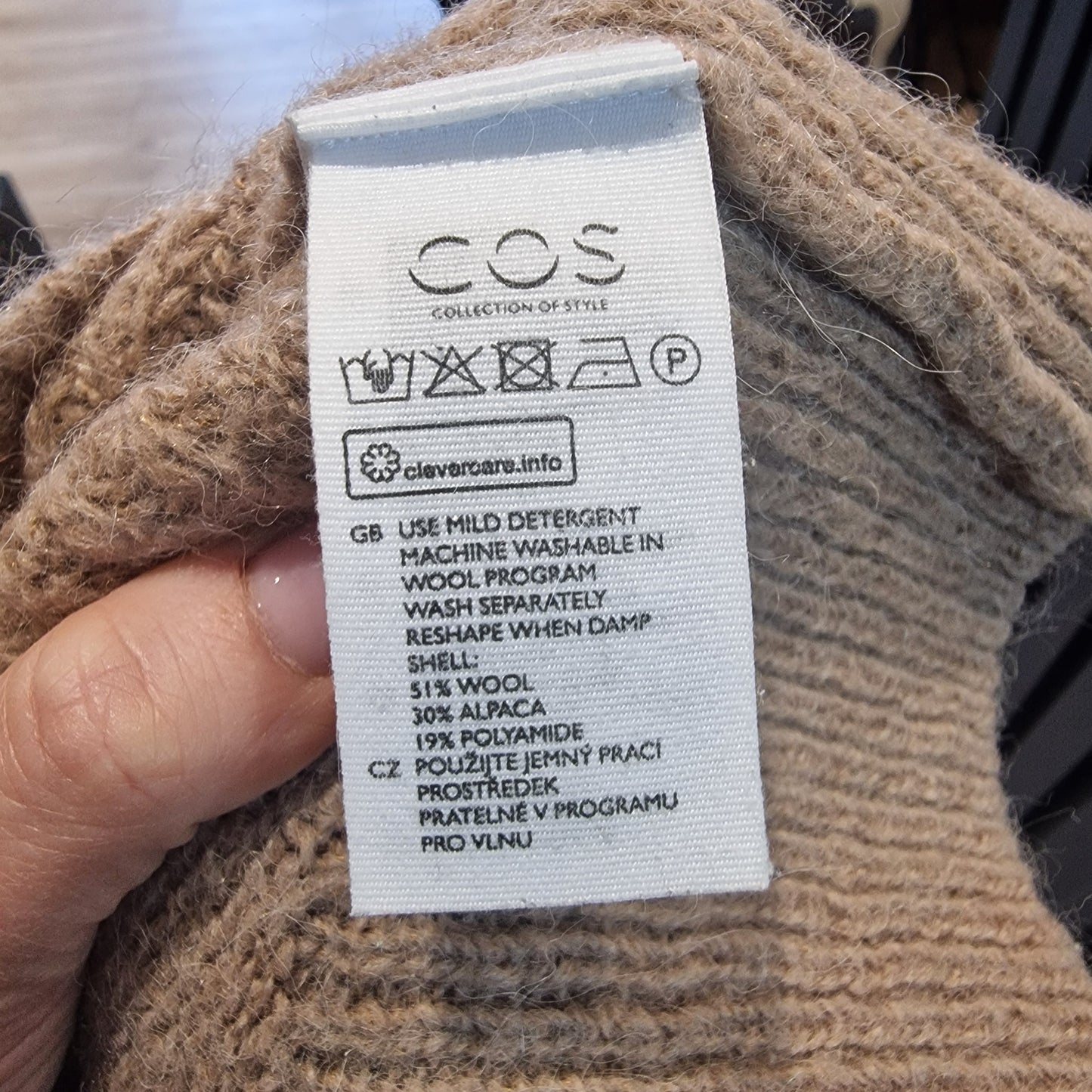 Cos Beige Wool Sweater, Size S/UK 10-12