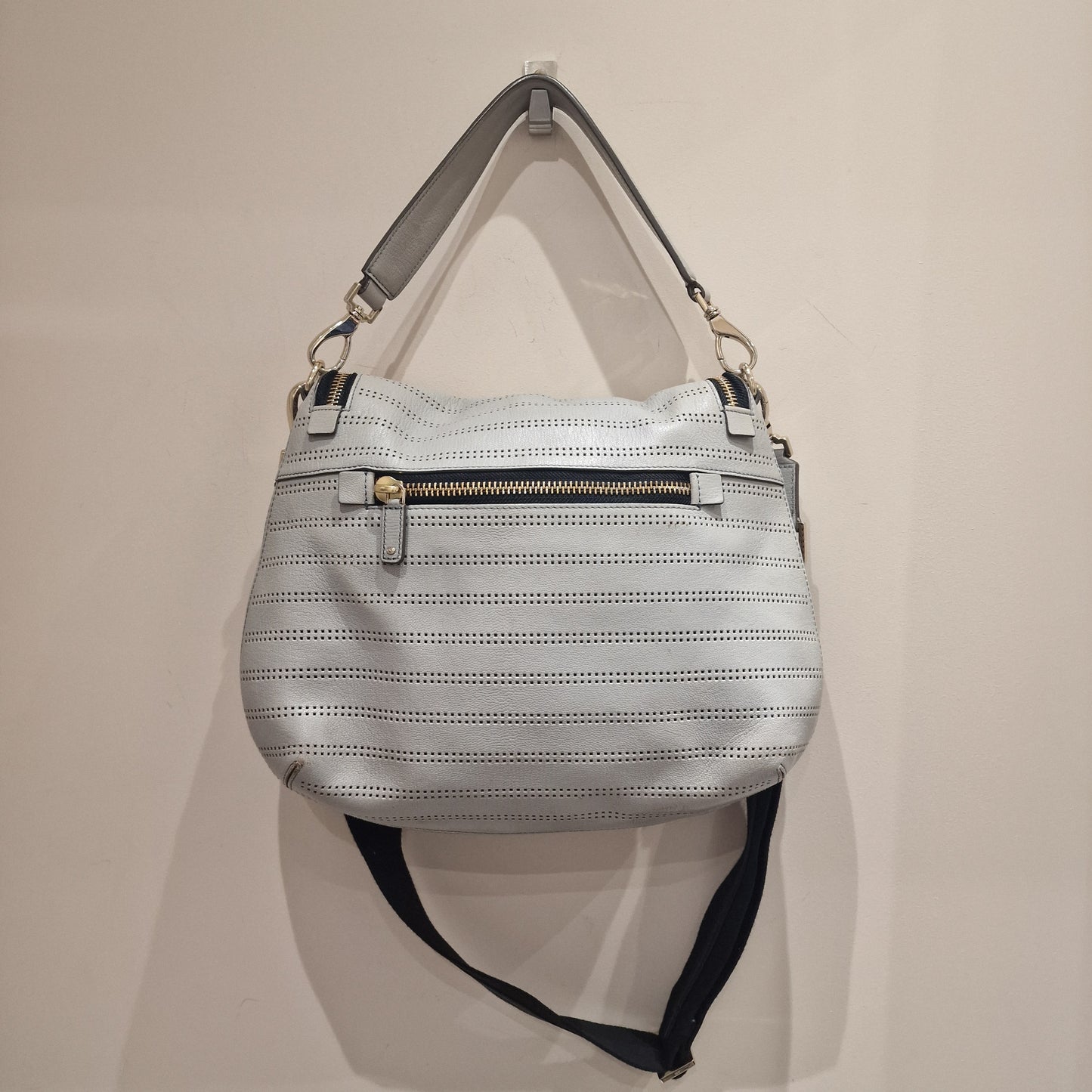 Anya Hindmarch Maxi Zip Perforated Leather Handbag, Grey