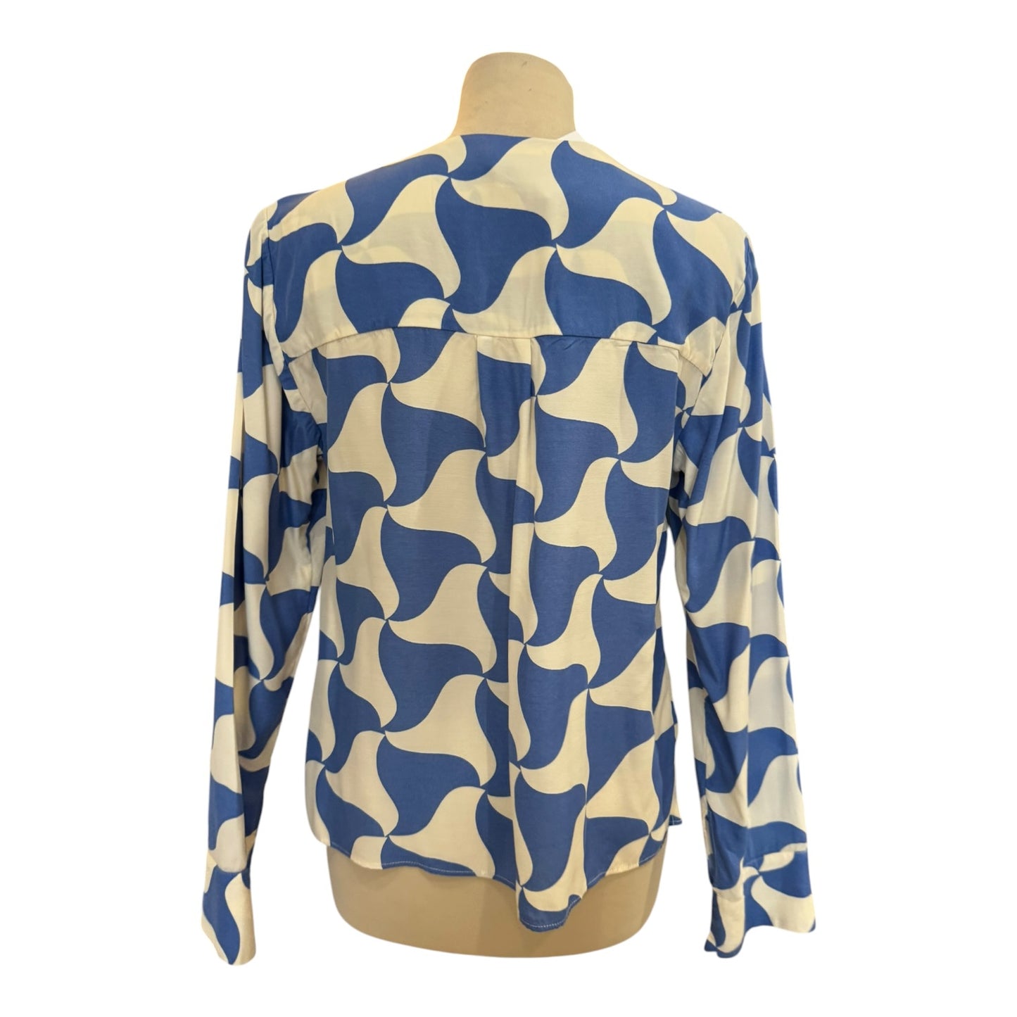 Whistles Blue and Cream Spun Triangle Blouse - 10