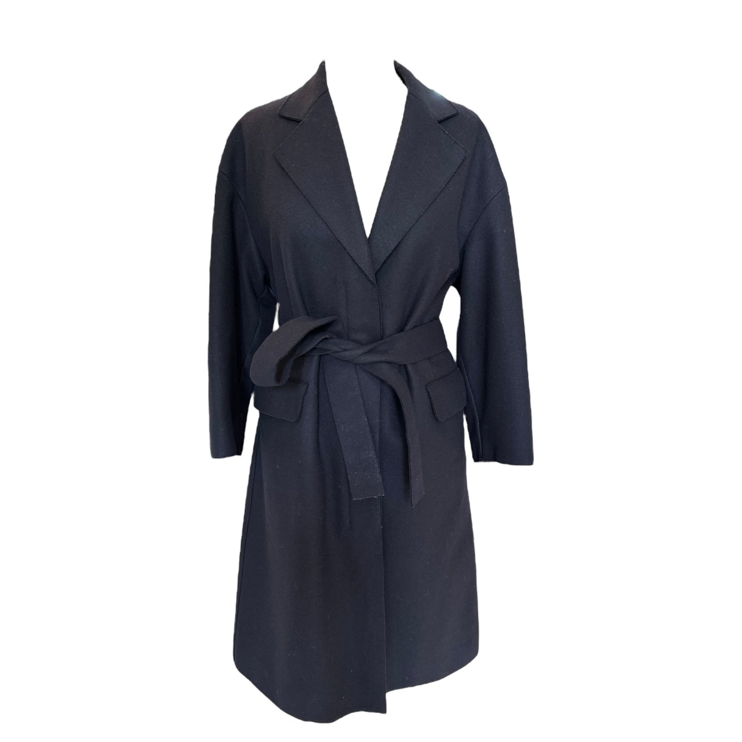 Jil Sander Navy Wool Blend Coat - 10