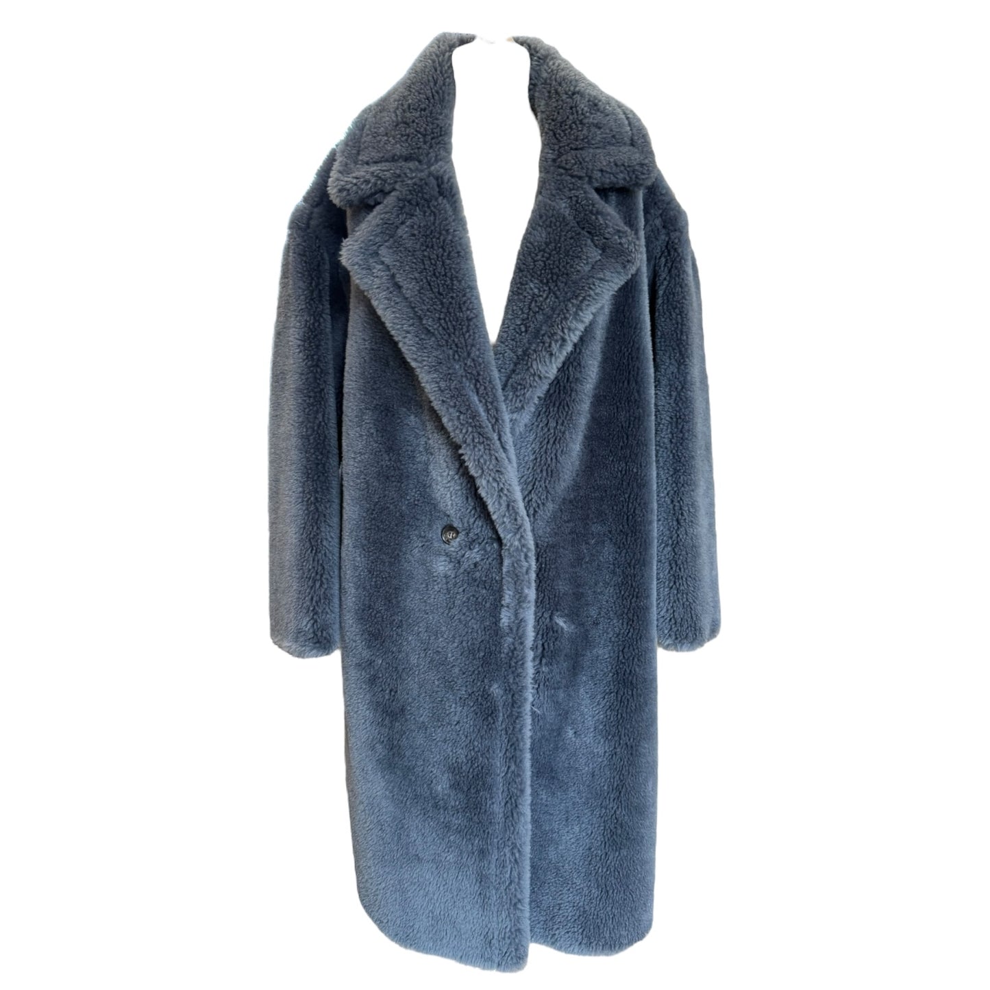 Meteo Yves Salomon Blue Wool Boucle Longline Coat - 10