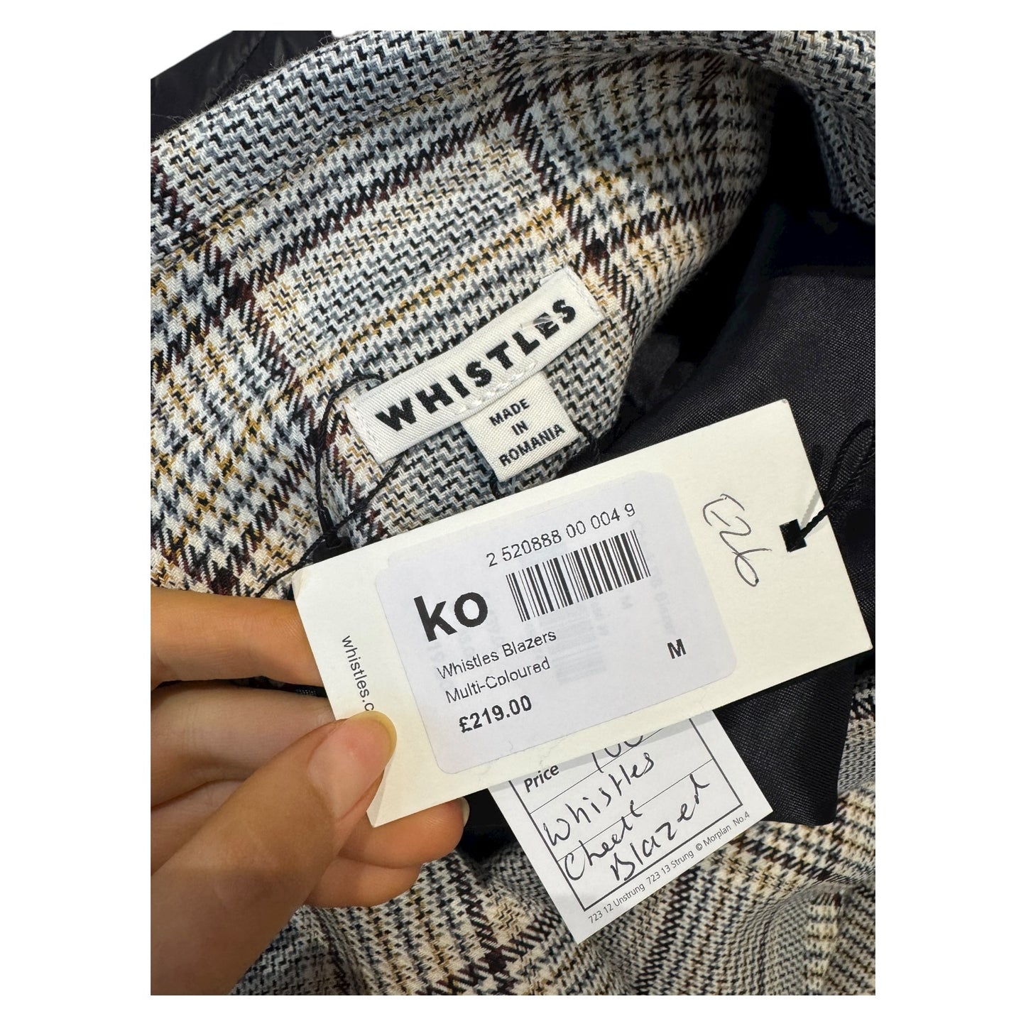 Whistles Check Blazer - 12 - NEW