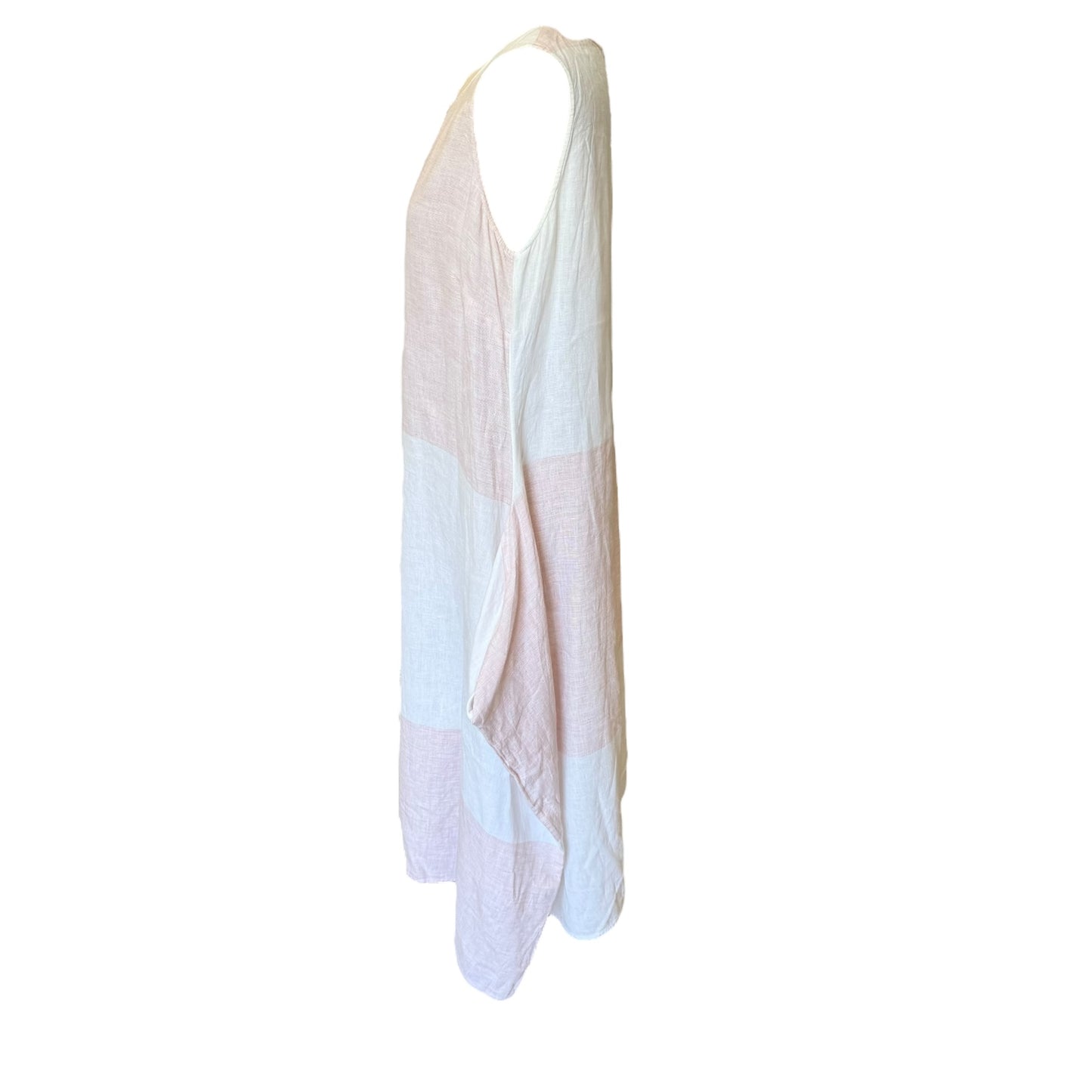 Oska Pale Pink and White Linen Dress - 12/14