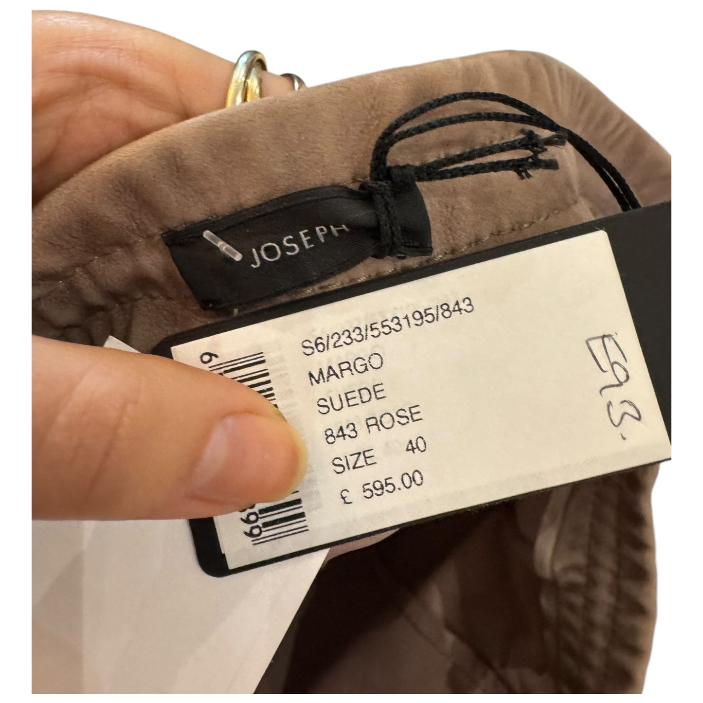 Joseph Rose Taupe Suede Drawstring Margo Pencil Skirt - 14 - NEW