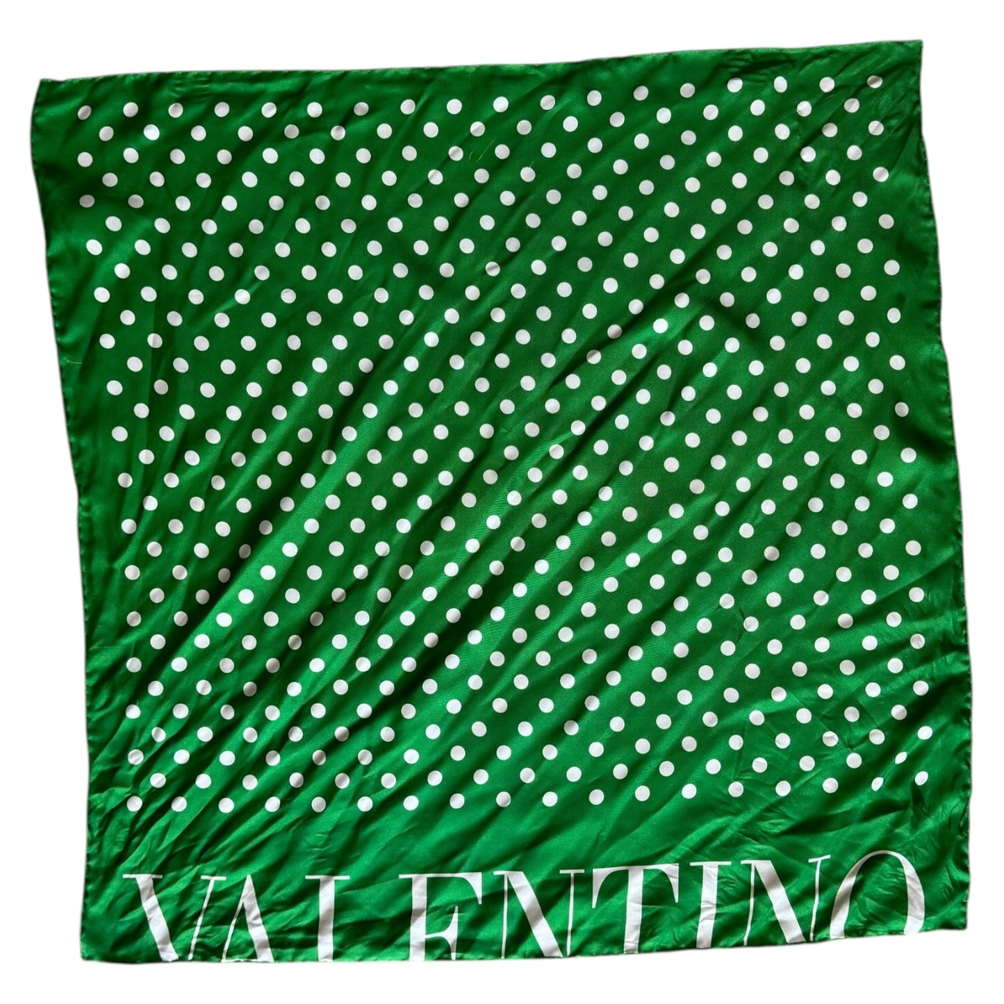 Valentino Green Polka Dot Silk Scarf